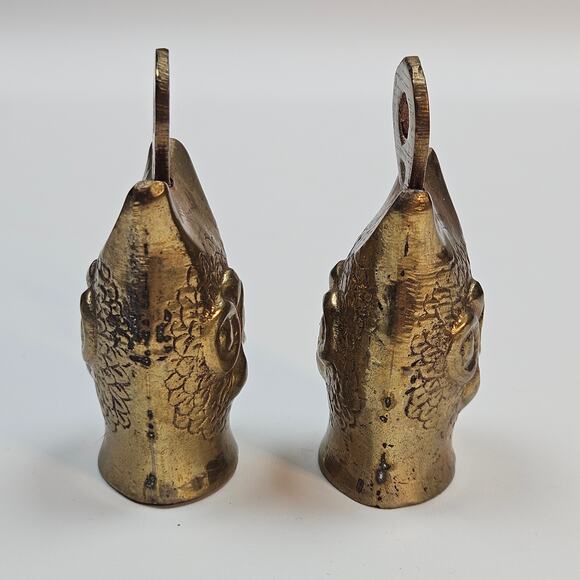 2 Vintage Brass Owl Bells Mid Century dinner bell Boho Bell Hoot Rings - Picture 2 of 7